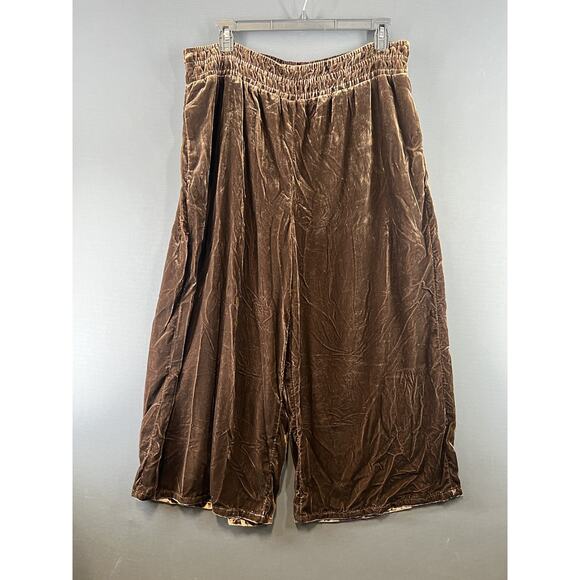 New Anthropologie The Somerset Pants Velvet Size X-Large Brown Wide Leg Pants - Picture 2 of 9